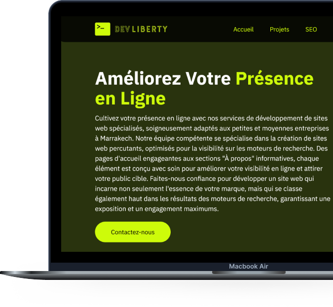 DevLiberty - agence spécialisée dans les solutions technologiques et le développement de sites web.