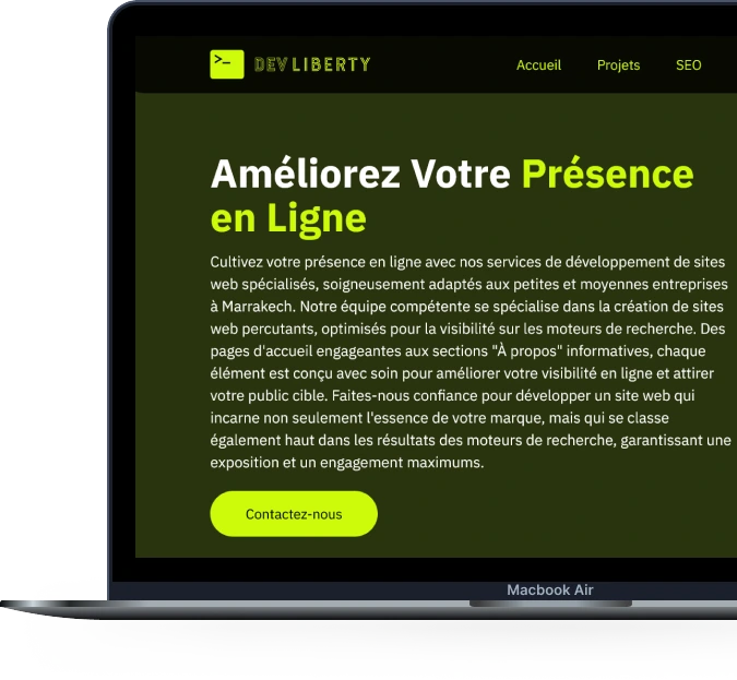 DevLiberty - agence spécialisée dans les solutions technologiques et le développement de sites web.